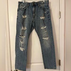 American Eagle Outfitters Relaxed Slim Fit Distressed Jeans - Light Blue